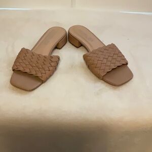 Rachel Zoe Tan Woven Slide Sandals